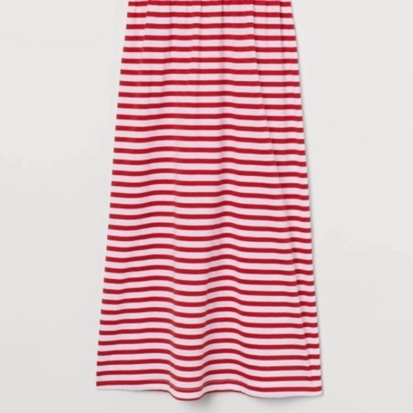 Short sleeves H&M red and white horizontal stripes modal blend jersey dress L - Picture 2 of 4